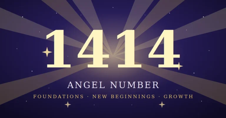 1414 angel number meaning, glowing golden 1414 with divine light