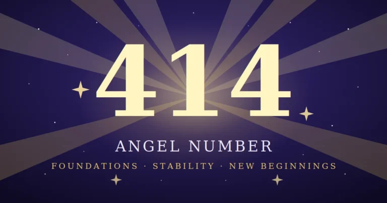 414 angel number meaning, glowing golden 414 with divine light